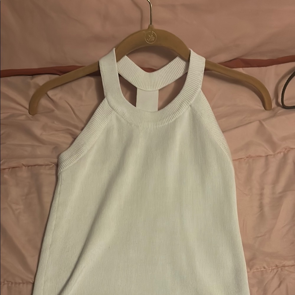 White Ribbed Halter Top